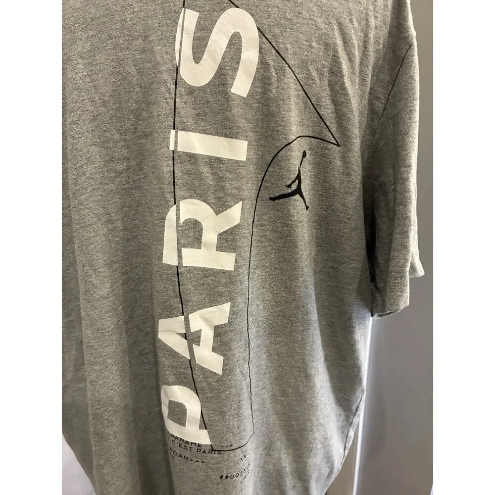 Jordan Brand x Paris Saint-Germain Grey Wordmark Graphic Tee Size Large